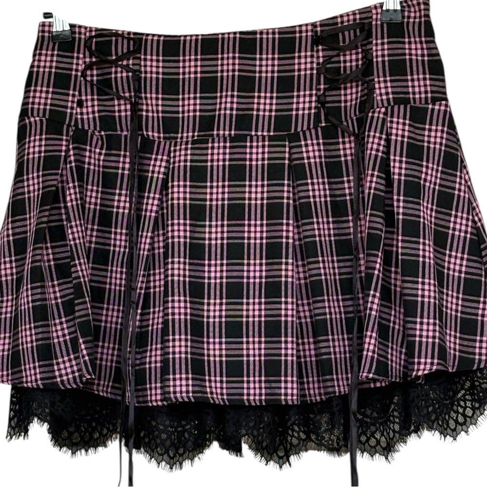 Hot Topic Goth Plaid Lace Skirt Size XL